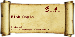 Bink Appia névjegykártya